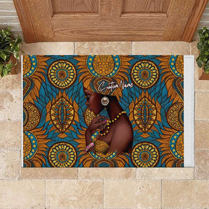 Personalized Black Girl Flora Rubber Doormat African Women