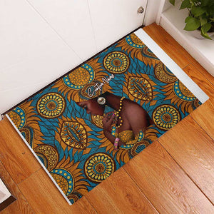 Personalized Black Girl Flora Rubber Doormat African Women