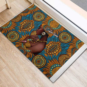 Personalized Black Girl Flora Rubber Doormat African Women