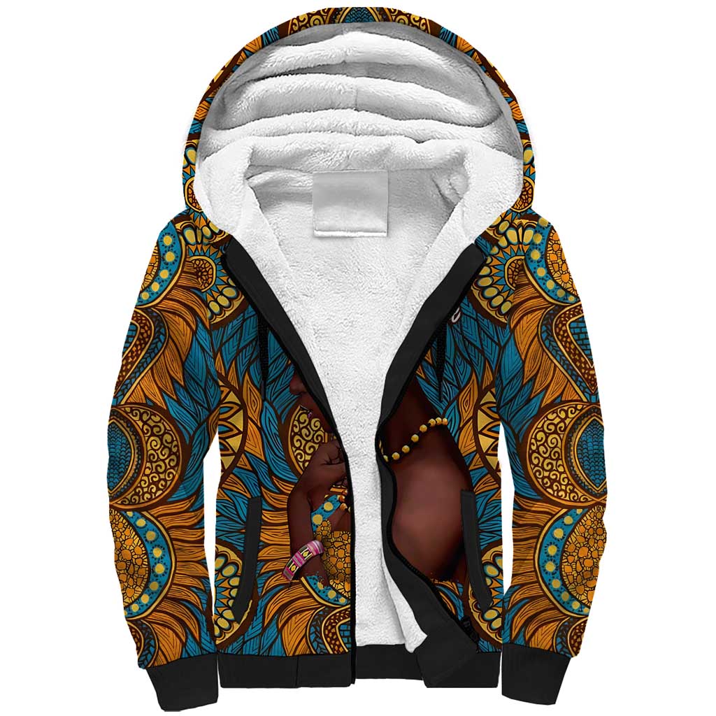 Personalized Black Girl Flora Sherpa Hoodie African Women