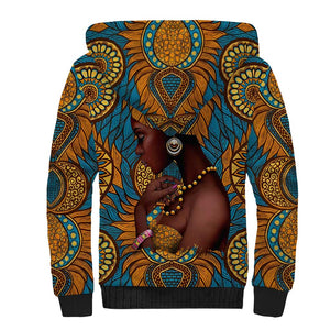 Personalized Black Girl Flora Sherpa Hoodie African Women