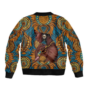 Personalized Black Girl Flora Sleeve Zip Bomber Jacket African Women