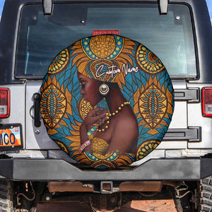 Personalized Black Girl Flora Spare Tire Cover African Women