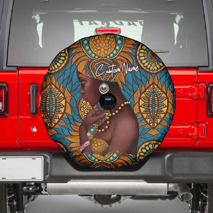 Personalized Black Girl Flora Spare Tire Cover African Women