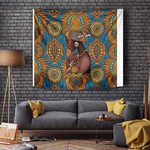 Personalized Black Girl Flora Tapestry African Women