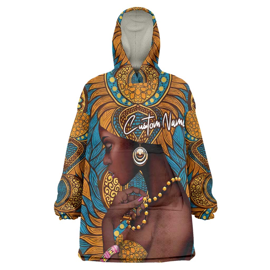 Personalized Black Girl Flora Wearable Blanket Hoodie African Women