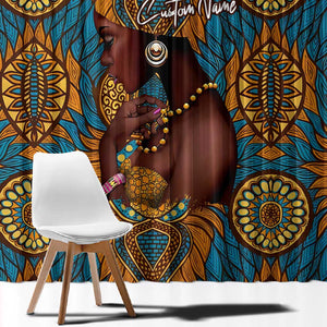 Personalized Black Girl Flora Window Curtain African Women