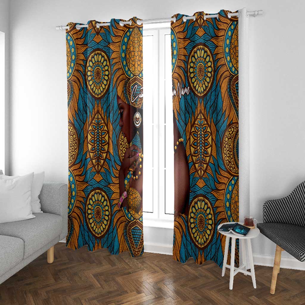 Personalized Black Girl Flora Window Curtain African Women