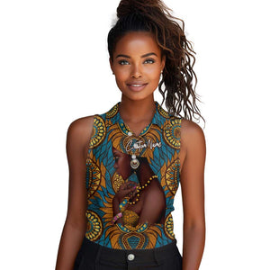 Personalized Black Girl Flora Women Sleeveless Polo Shirt African Women