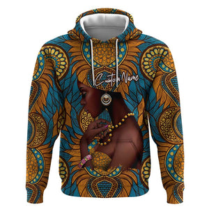 Personalized Black Girl Flora Zip Hoodie African Women