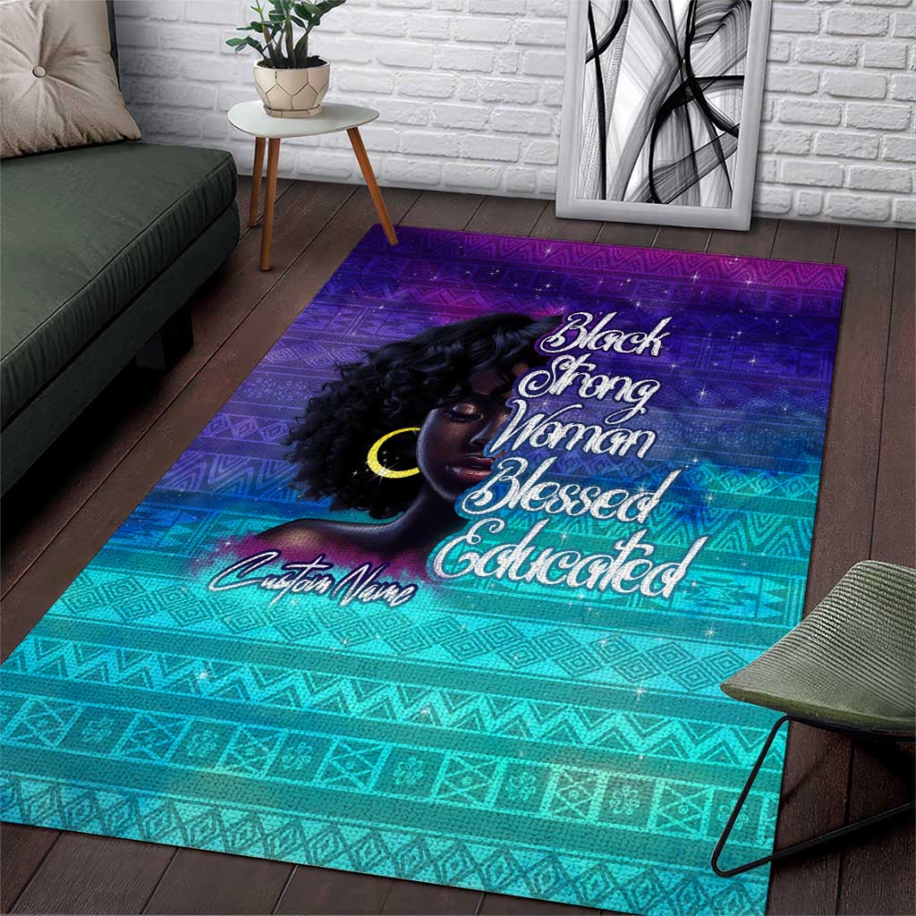 Black Strong Women Blessed Educated Area Rug African Girl