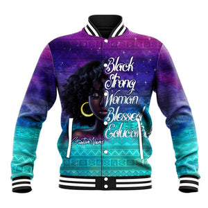 Black Strong Women Blessed Educated Baseball Jacket African Girl DT02