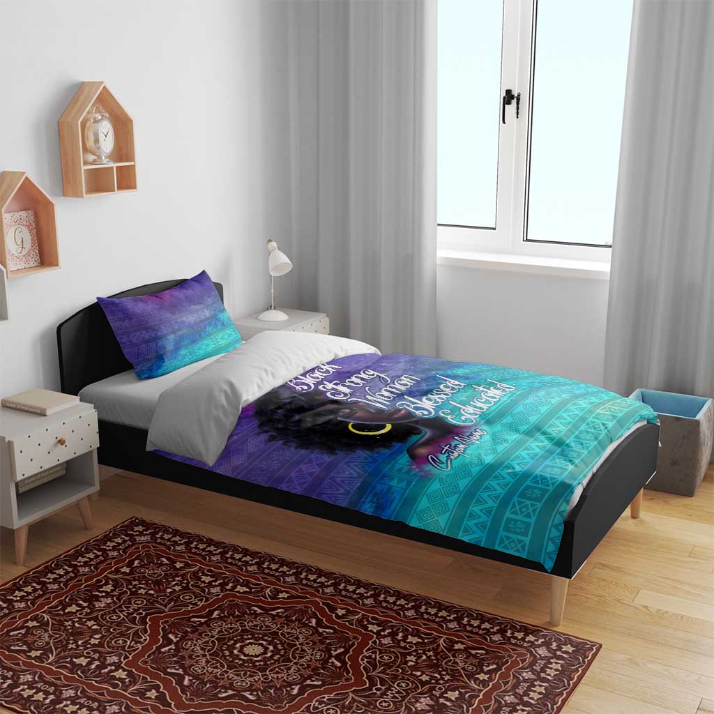 Black Strong Women Blessed Educated Bedding Set African Girl