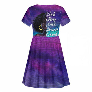 Black Strong Women Blessed Educated Kid Short Sleeve Dress African Girl