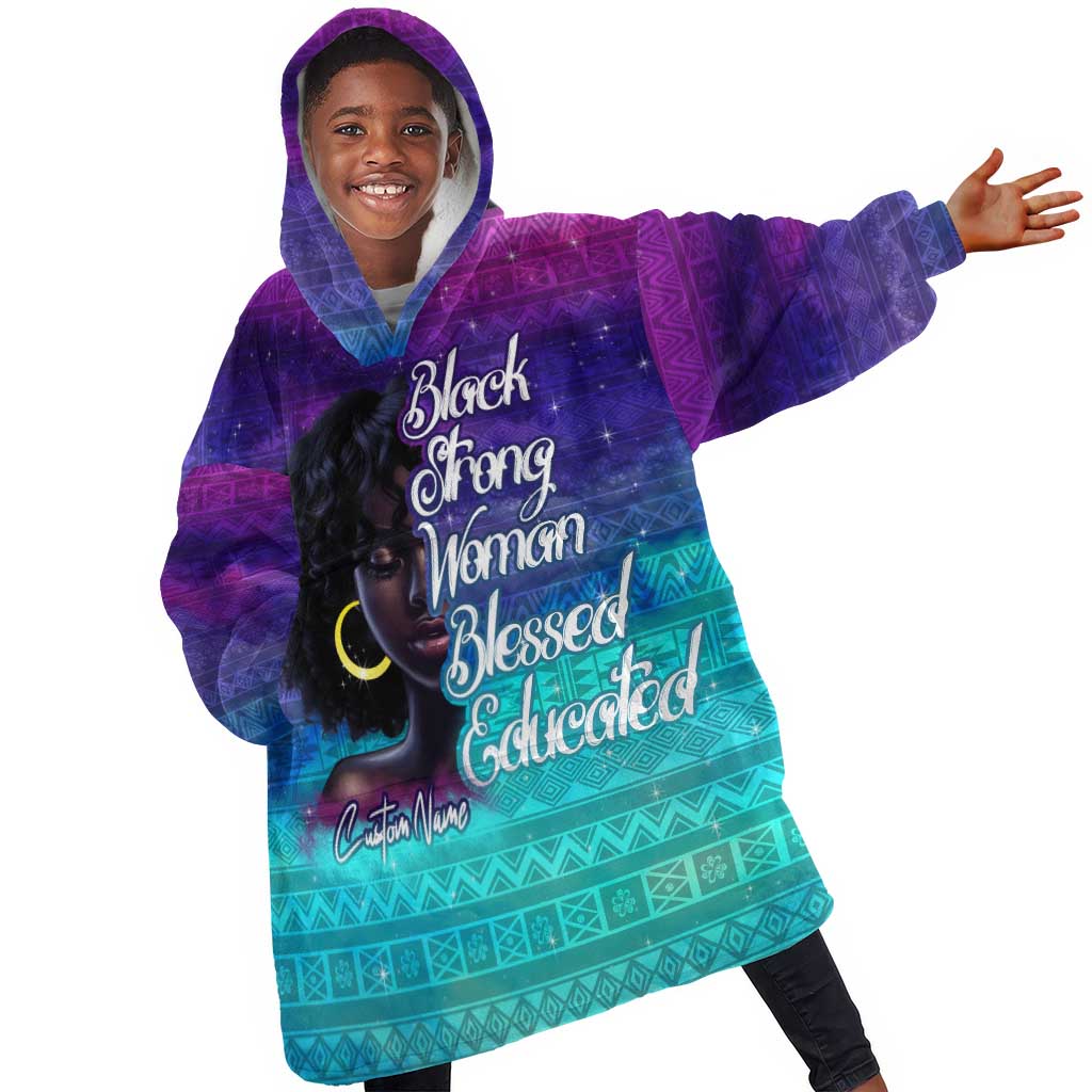 Black Strong Women Blessed Educated KId Wearable Blanket Hoodie African Girl