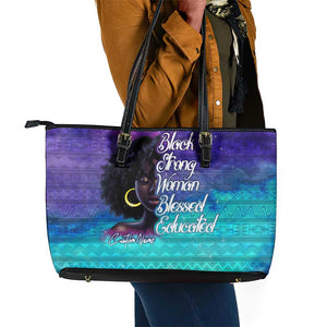 Black Strong Women Blessed Educated Leather Tote Bag African Girl