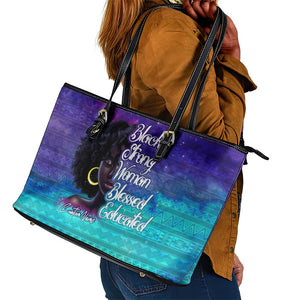 Black Strong Women Blessed Educated Leather Tote Bag African Girl