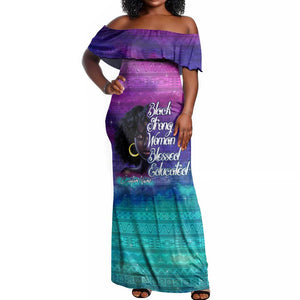 Black Strong Women Blessed Educated Off Shoulder Maxi Dress African Girl