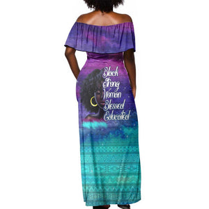 Black Strong Women Blessed Educated Off Shoulder Maxi Dress African Girl