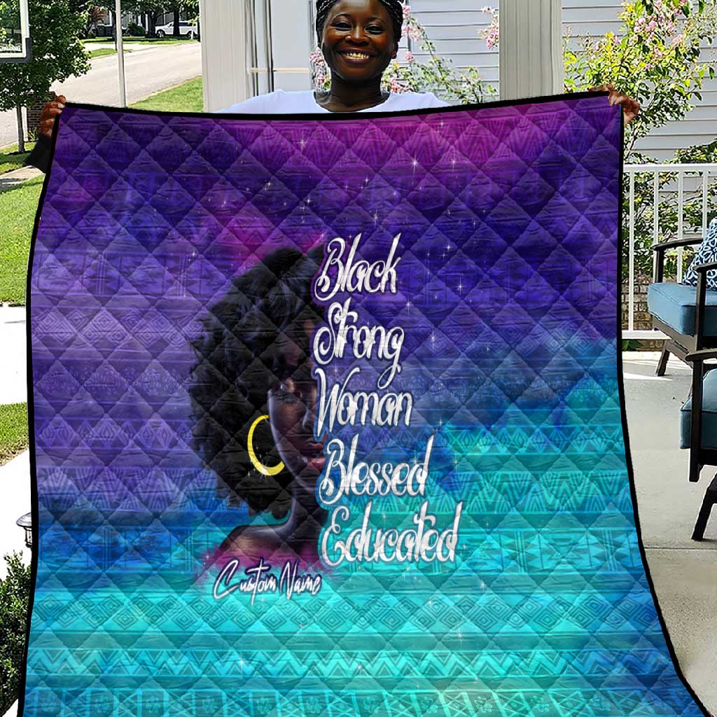 Black Strong Women Blessed Educated Quilt African Girl