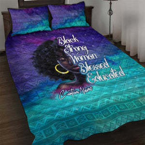 Black Strong Women Blessed Educated Quilt Bed Set African Girl