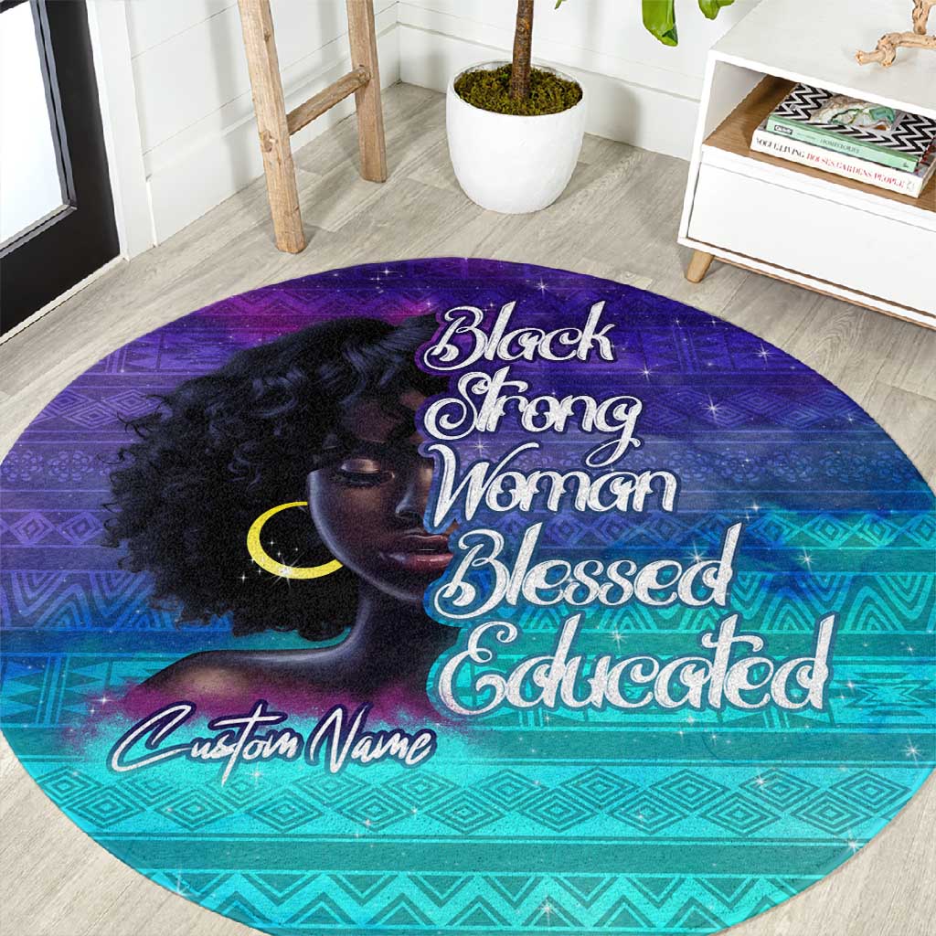 Black Strong Women Blessed Educated Round Carpet African Girl