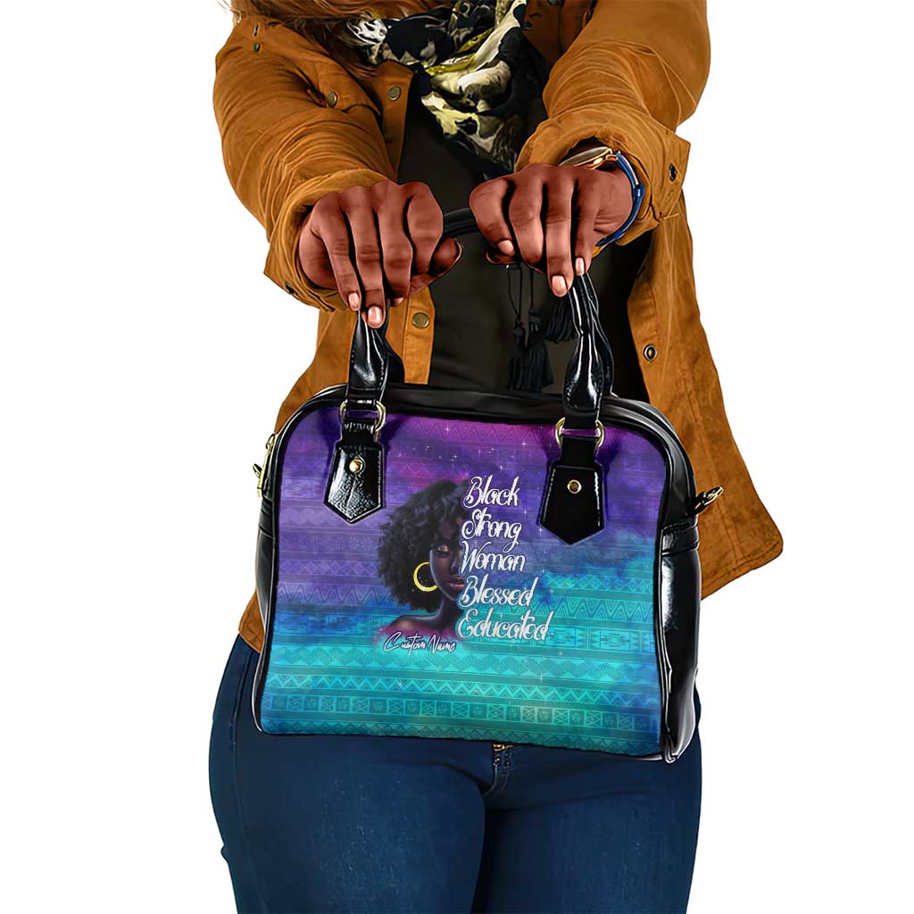 Black Strong Women Blessed Educated Shoulder Handbag African Girl