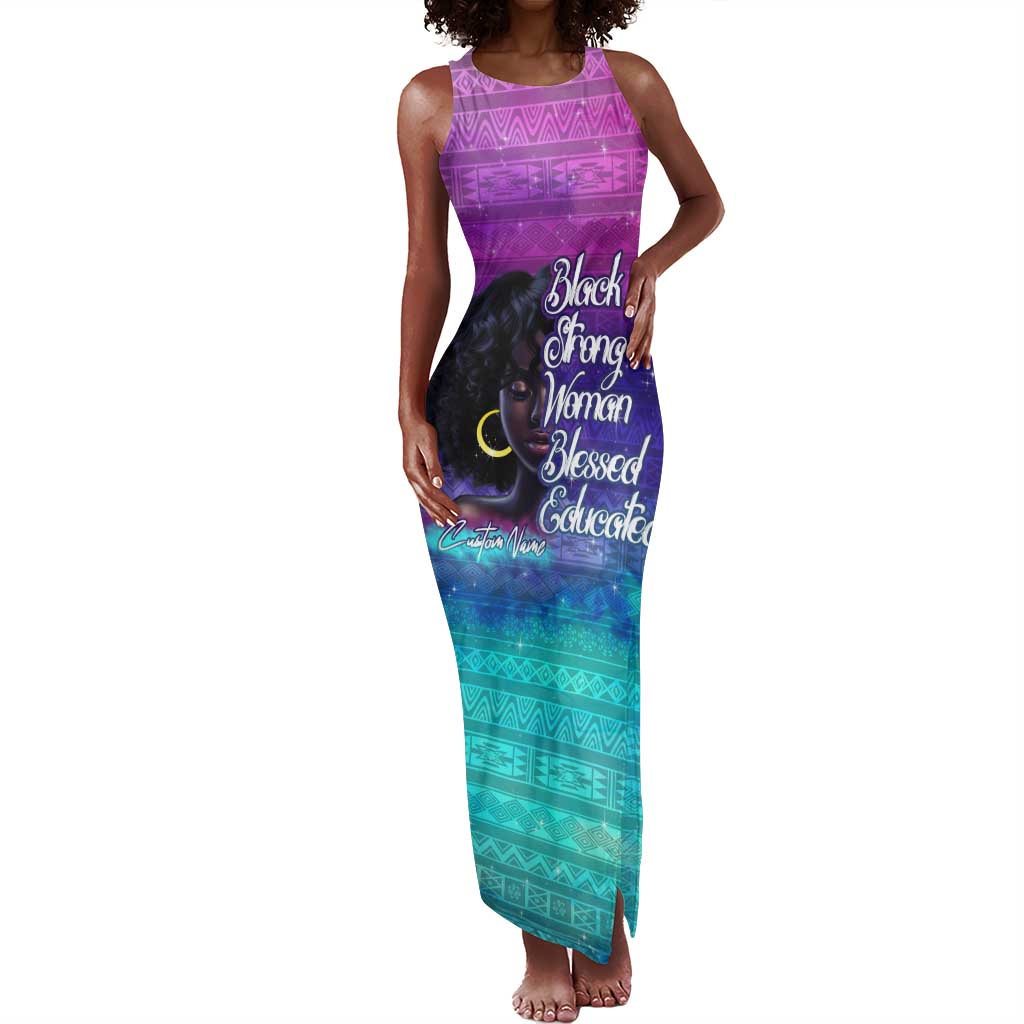 Black Strong Women Blessed Educated Tank Maxi Dress African Girl