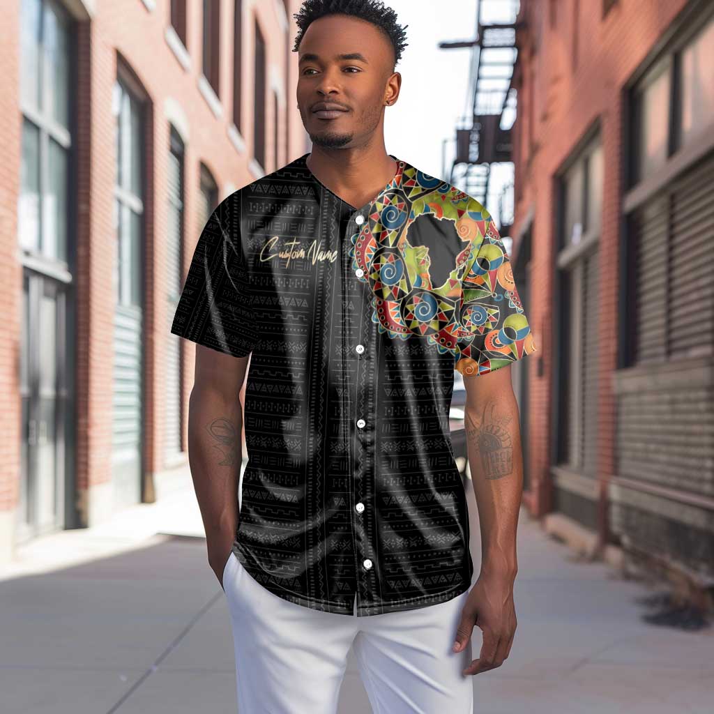 Personalized Sleeve African Pattern Baseball Jersey Multi-Colored