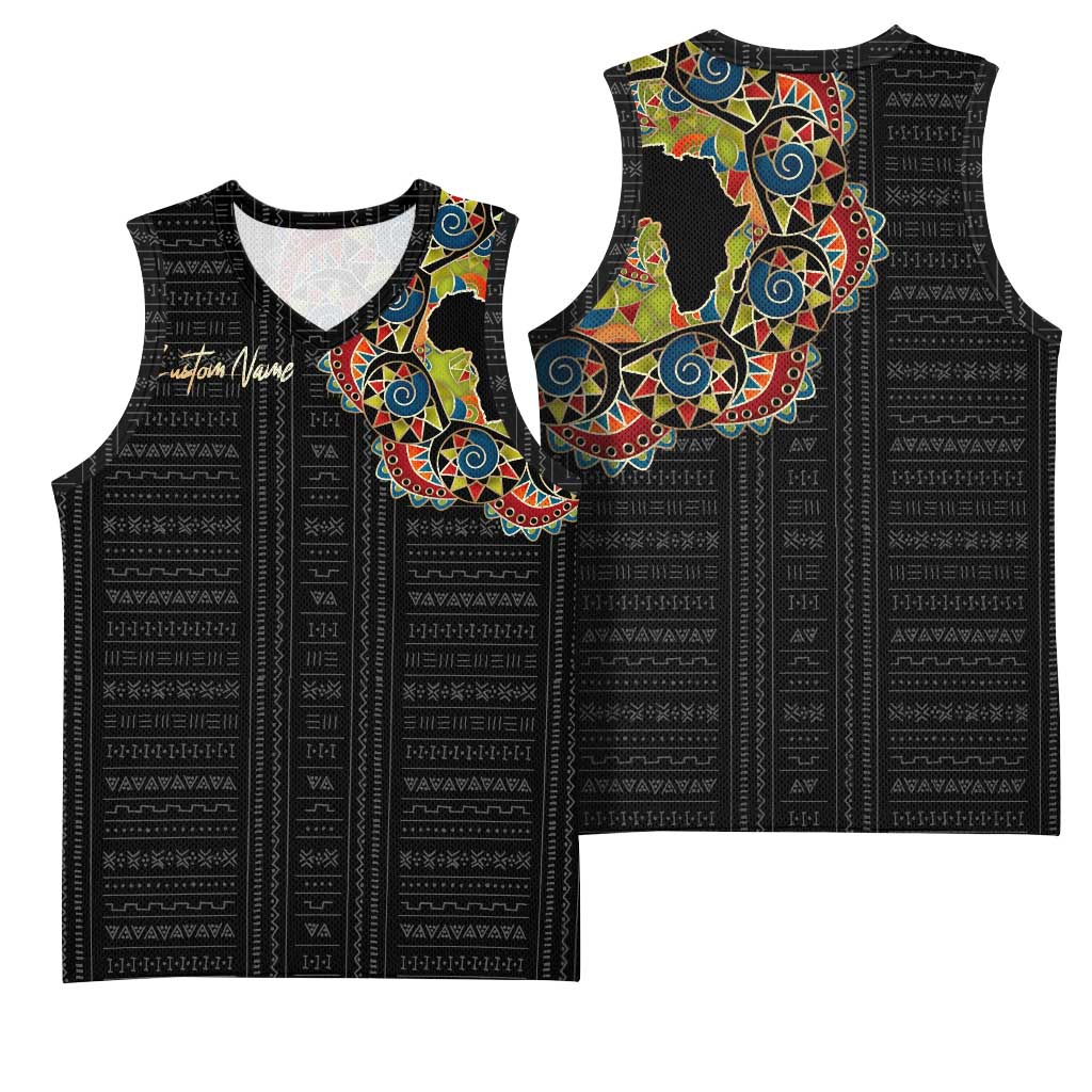Personalized Sleeve African Pattern Basketball Jersey Multi-Colored DT02