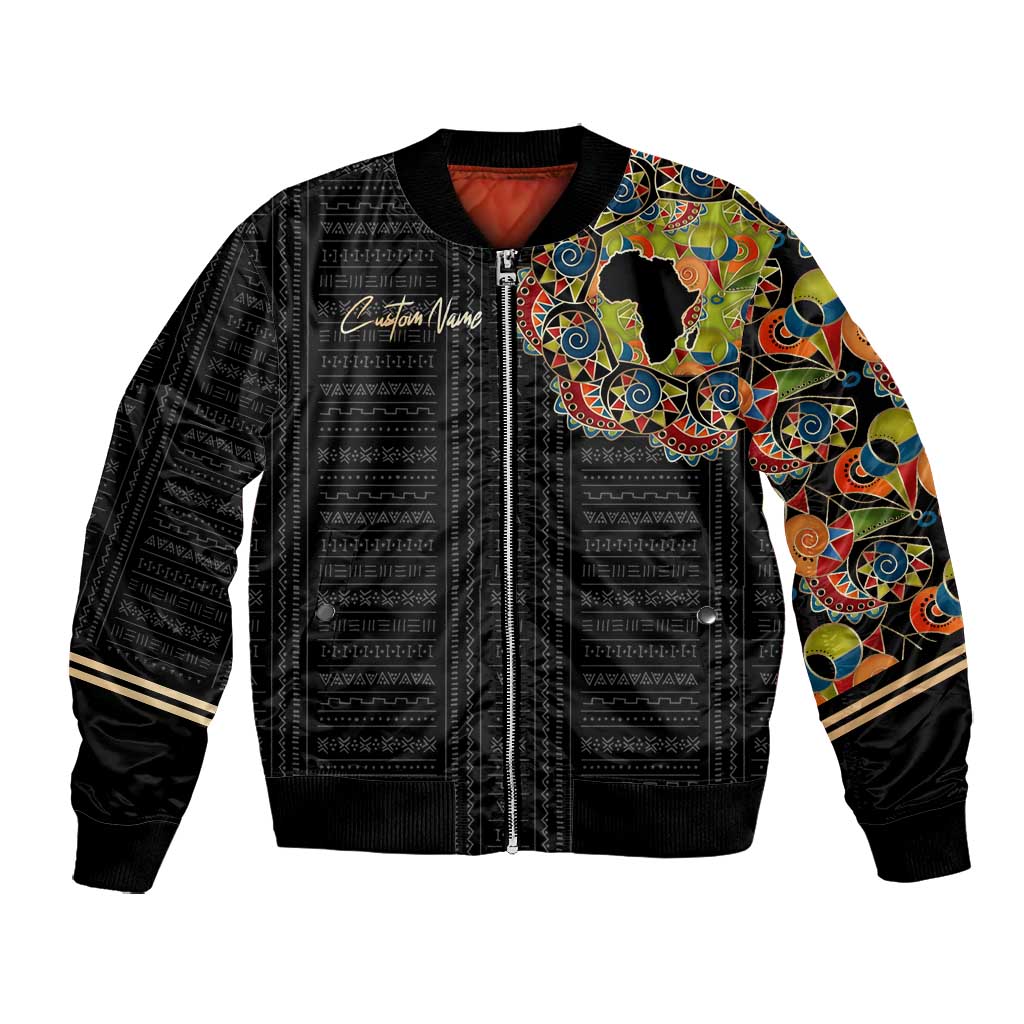 Personalized Sleeve African Pattern Bomber Jacket Multi-Colored