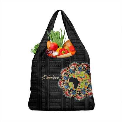 Personalized Sleeve African Pattern Grocery Bag Multi-Colored