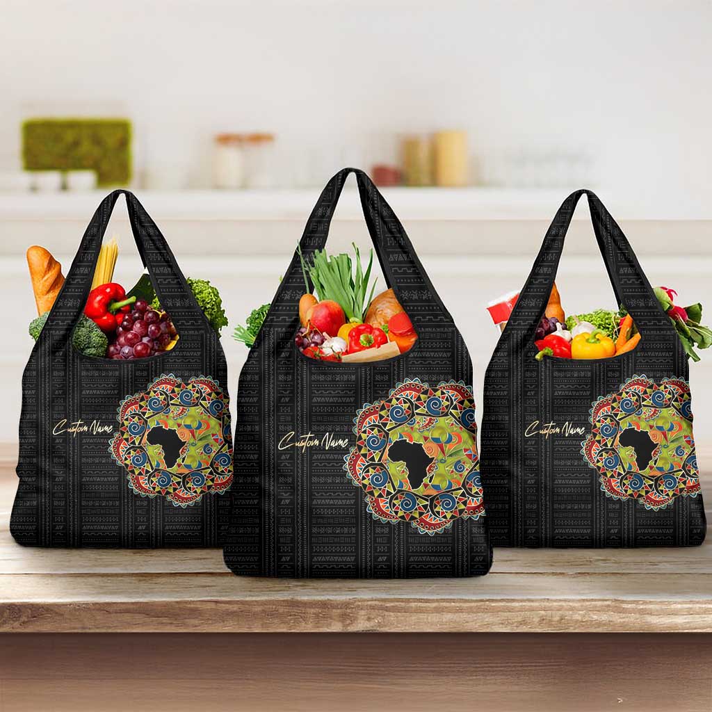 Personalized Sleeve African Pattern Grocery Bag Multi-Colored