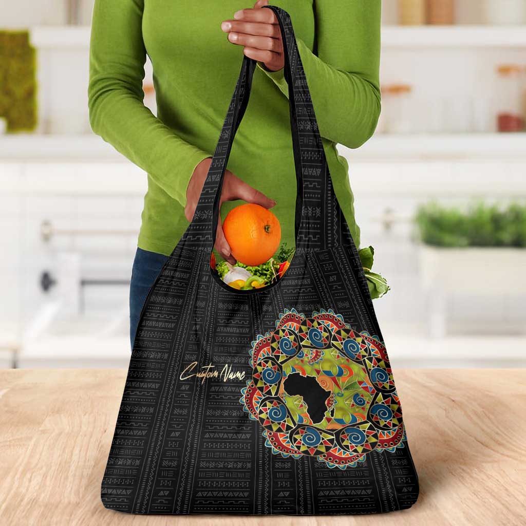 Personalized Sleeve African Pattern Grocery Bag Multi-Colored