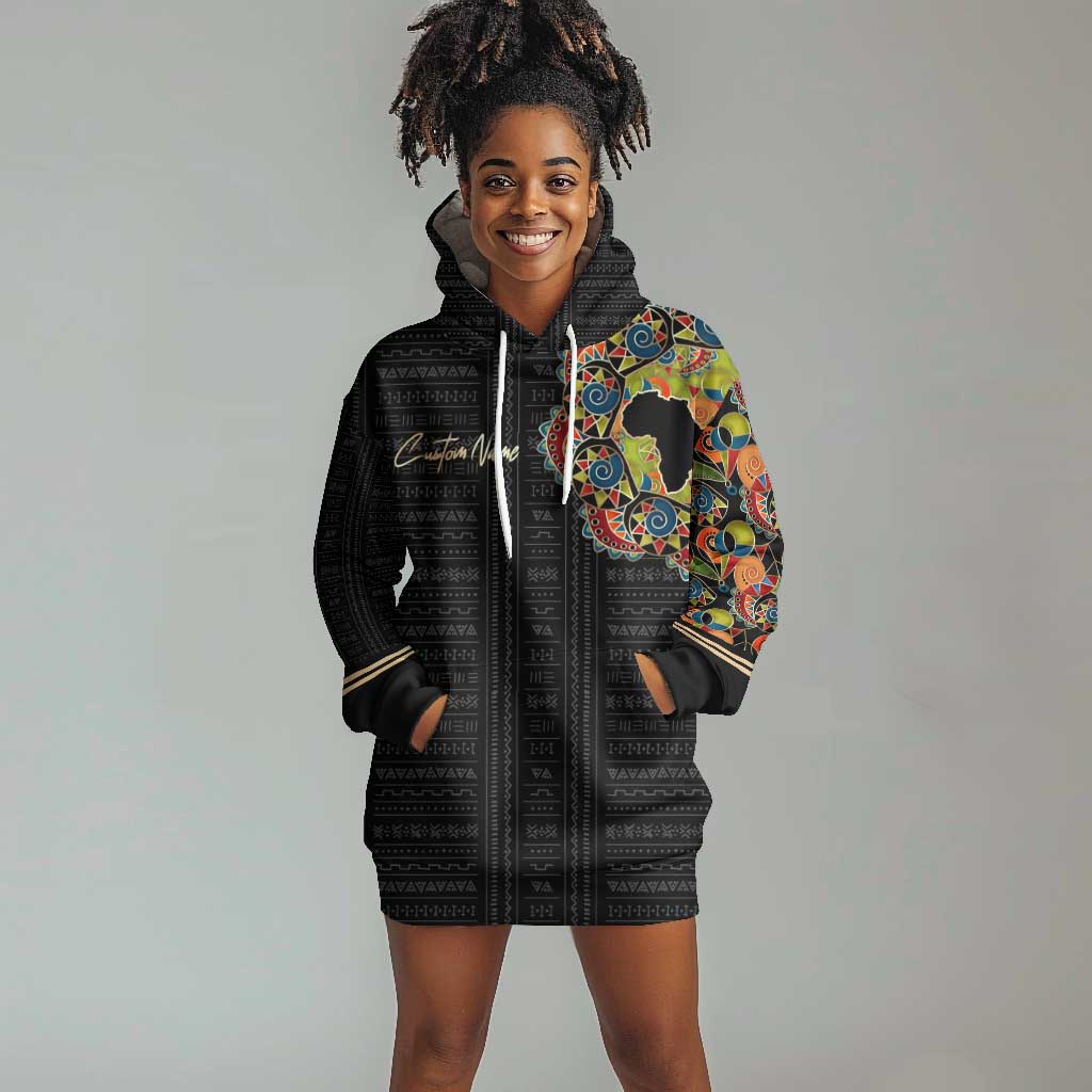 Personalized Sleeve African Pattern Hoodie Dress Multi-Colored