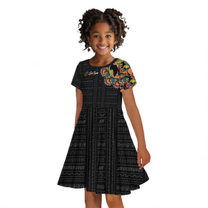 Personalized Sleeve African Pattern Kid Short Sleeve Dress Multi-Colored