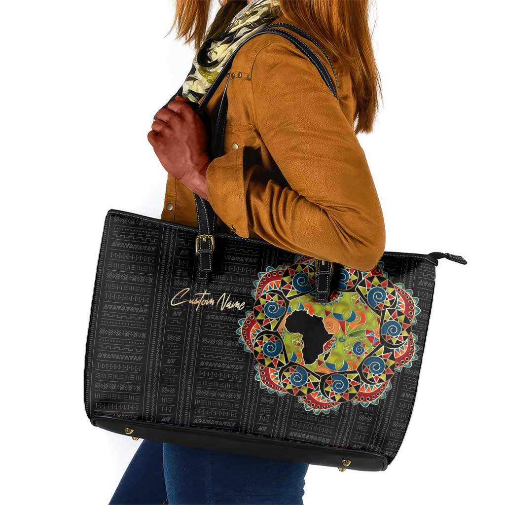 Personalized Sleeve African Pattern Leather Tote Bag Multi-Colored