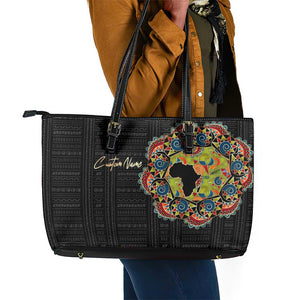 Personalized Sleeve African Pattern Leather Tote Bag Multi-Colored