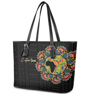 Personalized Sleeve African Pattern Leather Tote Bag Multi-Colored