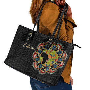 Personalized Sleeve African Pattern Leather Tote Bag Multi-Colored