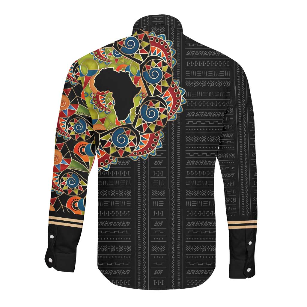 Personalized Sleeve African Pattern Long Sleeve Button Shirt Multi-Colored
