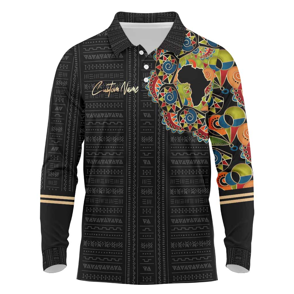 Personalized Sleeve African Pattern Long Sleeve Polo Shirt Multi-Colored