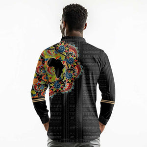 Personalized Sleeve African Pattern Long Sleeve Polo Shirt Multi-Colored