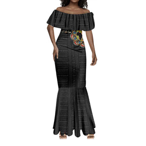 Personalized Sleeve African Pattern Mermaid Dress Multi-Colored