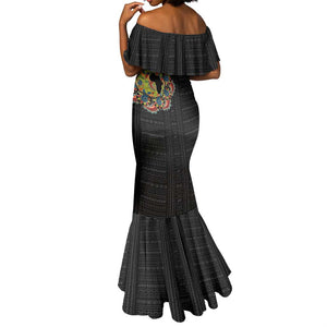 Personalized Sleeve African Pattern Mermaid Dress Multi-Colored