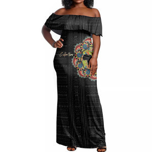 Personalized Sleeve African Pattern Off Shoulder Maxi Dress Multi-Colored