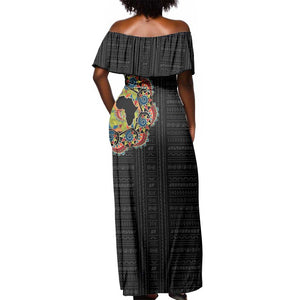 Personalized Sleeve African Pattern Off Shoulder Maxi Dress Multi-Colored