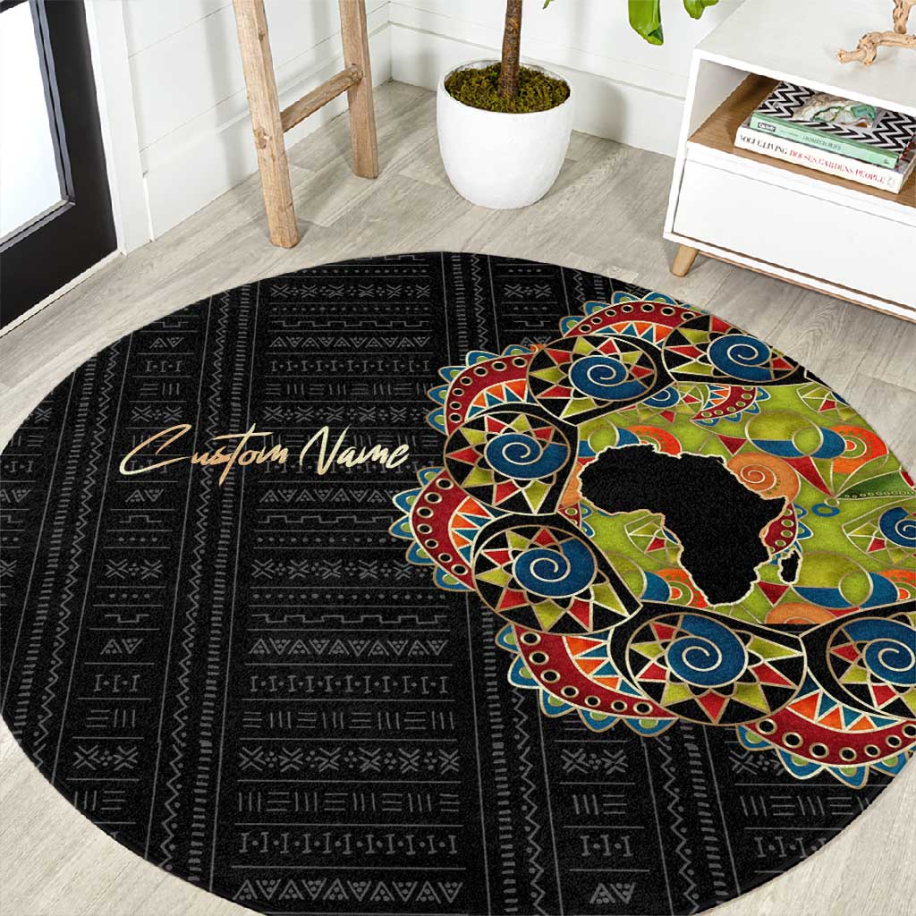 Personalized Sleeve African Pattern Round Carpet Multi-Colored