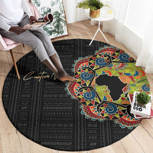 Personalized Sleeve African Pattern Round Carpet Multi-Colored