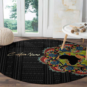 Personalized Sleeve African Pattern Round Carpet Multi-Colored